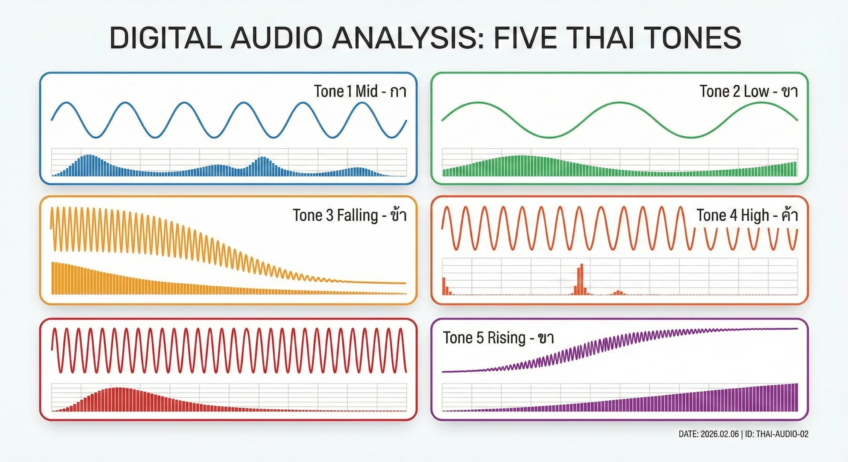 Thai tone waveforms showing five distinct pitch patterns